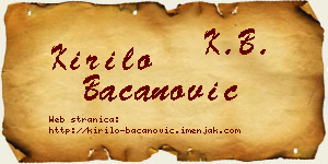 Kirilo Bacanović vizit kartica